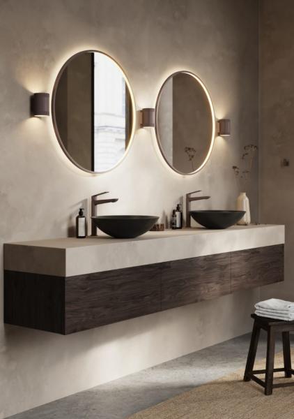 Cassøe Siena rundt spejl m/LED lys Ø80 - Mat bronze