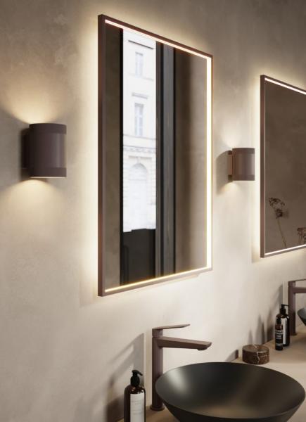 Cassøe Siena firkantet spejl m/LED lys - 60x80 cm - Mat bronze