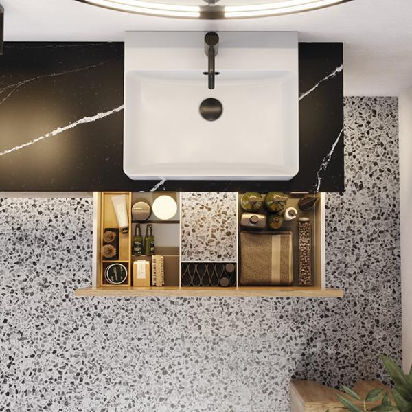 Dansani Luna Urban 160 møbelsæt m/Cube håndvask og skuffer - Natur eg