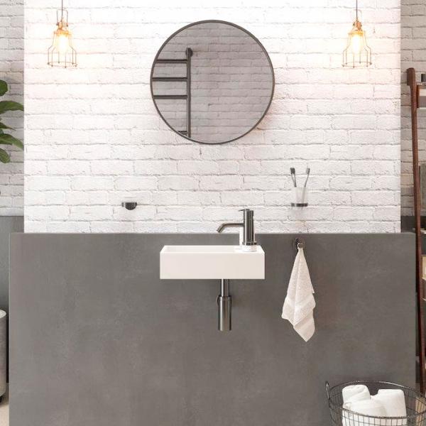 Ideavit Solidcube 40 håndvask t/væg - Vendbar - Uden overløb - 1 hanehul