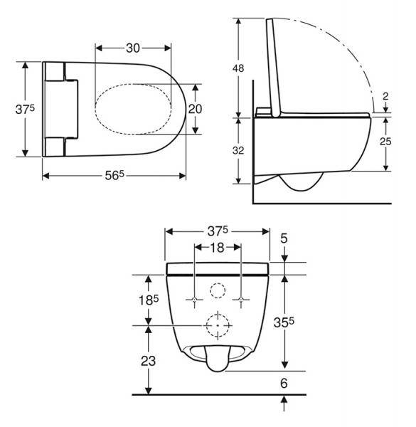 Geberit AquaClean Alba væghængt douchetoilet m/KeraTect og TurboFlush