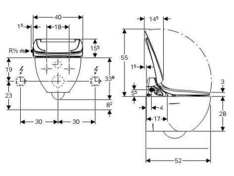 Geberit AquaClean 4000 væghængt duschtoilet - Incl. sæde Geberit AquaClean 4000 væghængt duschtoilet - Incl. sæde