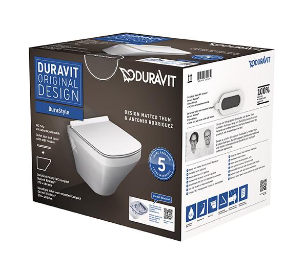Duravit DuraStyle Compact Rimless væghængt toilet inkl. sæde Duravit DuraStyle Compact Rimless væghængt toilet inkl. sæde