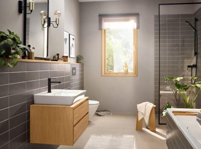 hansgrohe Rebris E 110 håndvaskarmatur m/Coolstart og løft-op bundventil - Mat sort