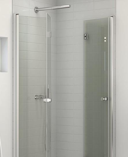 Dansani Match B+B bruseniche m/foldedøre - 80x80 cm - Klar glas/mat krom