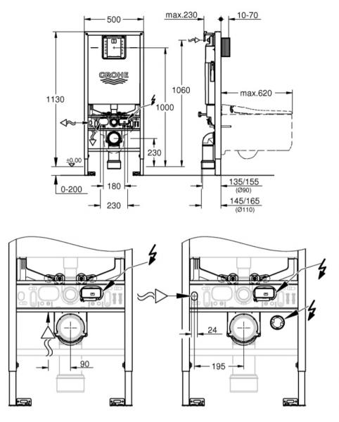 Duravit Me by Starck rimless komplet pakke inkl. SensoWash Slim bidetsæde og Grohe SLX cisterne Duravit Me by Starck rimless komplet pakke inkl. SensoWash Slim bidetsæde og Grohe SLX cisterne
