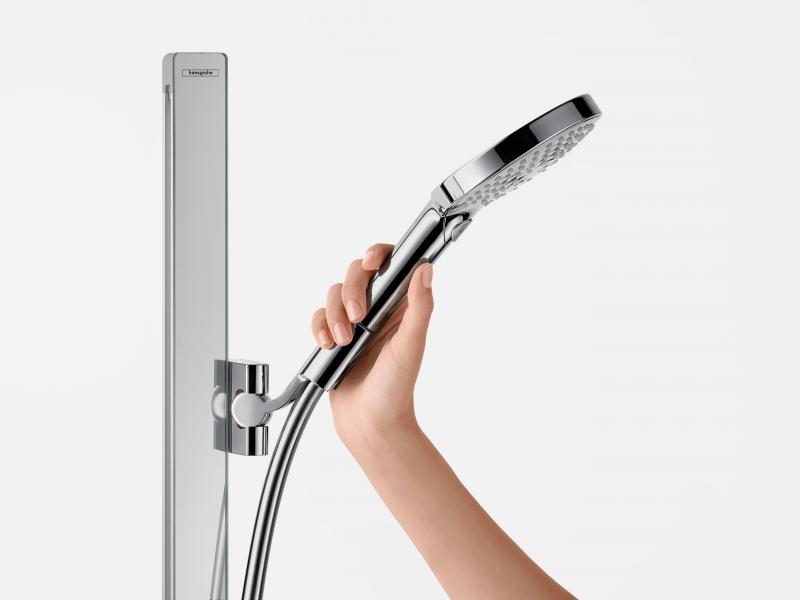 hansgrohe Raindance Select S Brusersæt 120 3jet m/bruserstang 90 cm og sæbeskål - Hvid/krom