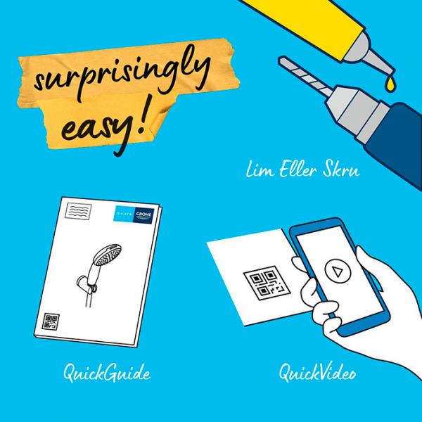 Grohe Vitalio Comfort 110 brusesæt 3 sprays m/vægholder & Water Saving Grohe Vitalio Comfort 110 brusesæt 3 sprays m/vægholder & Water Saving